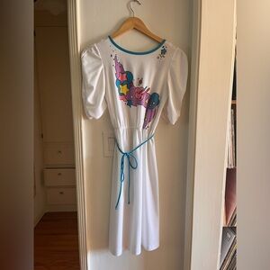 Unique space/sky design, colorful, vintage 80s dress.